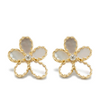 Roberto Coin Diamond Mother-of-Pearl Flower Earrings — Gold
