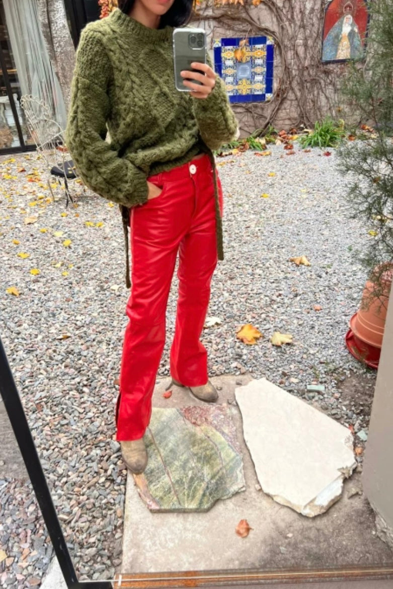 CRAWFORD LEATHER JEANS | CORAL
