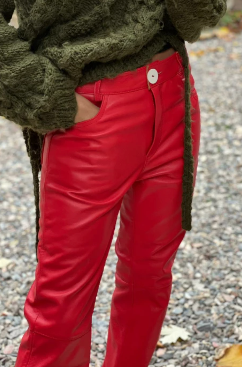 CRAWFORD LEATHER JEANS | CORAL