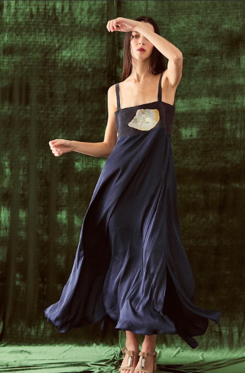 VESTIDO FAJON DE NACAR | AZUL