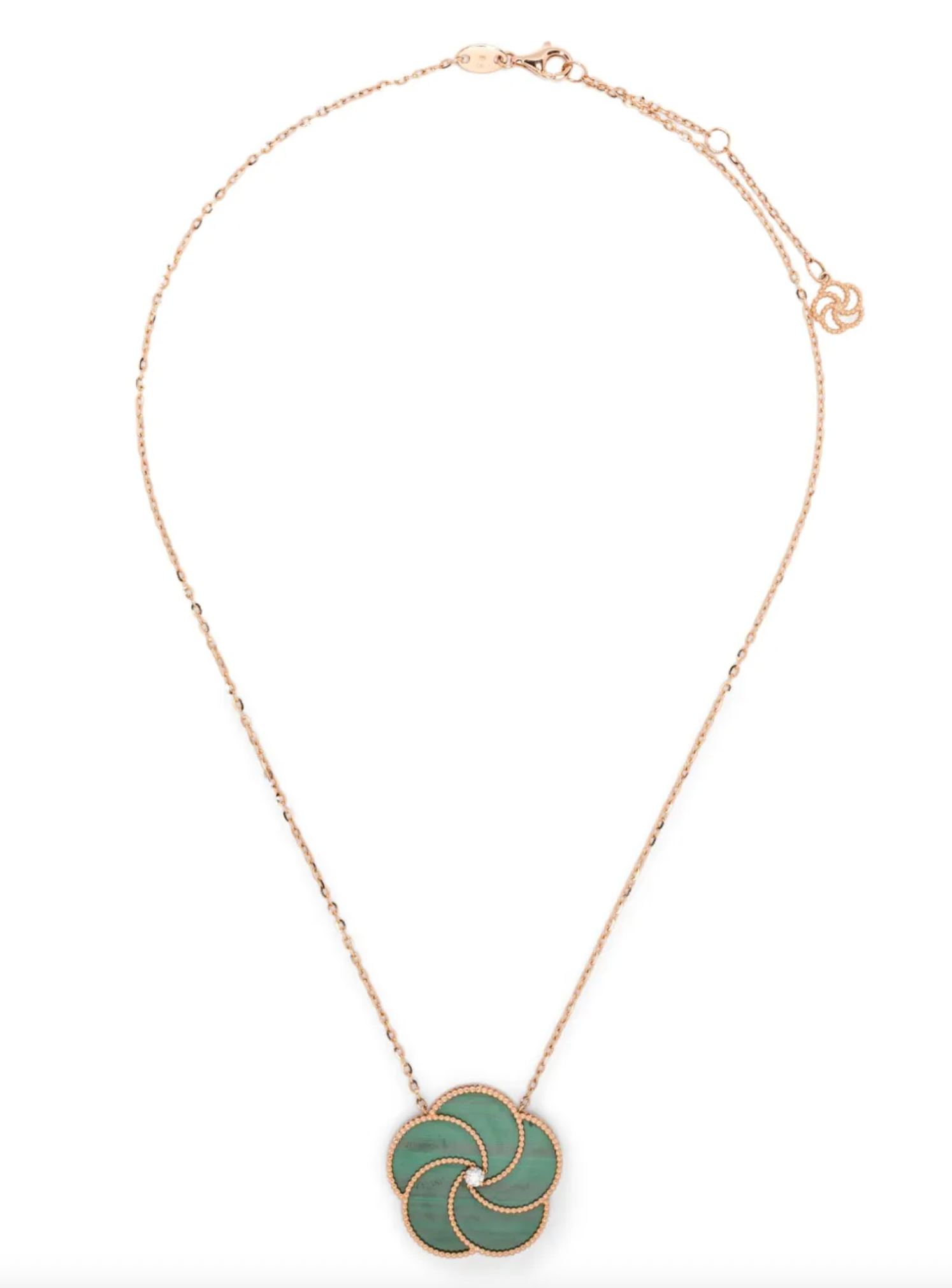 La Prima Gioielli Rose Gold Malachite Flower Necklace — rose gold