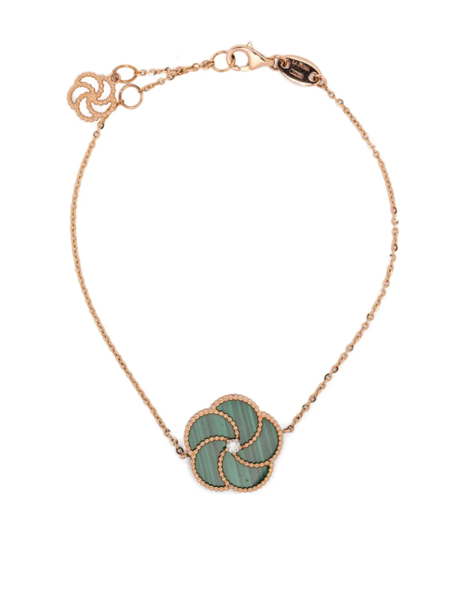 La Prima Gioielli Malachite Flower Diamond Bracelet — Rose Gold
