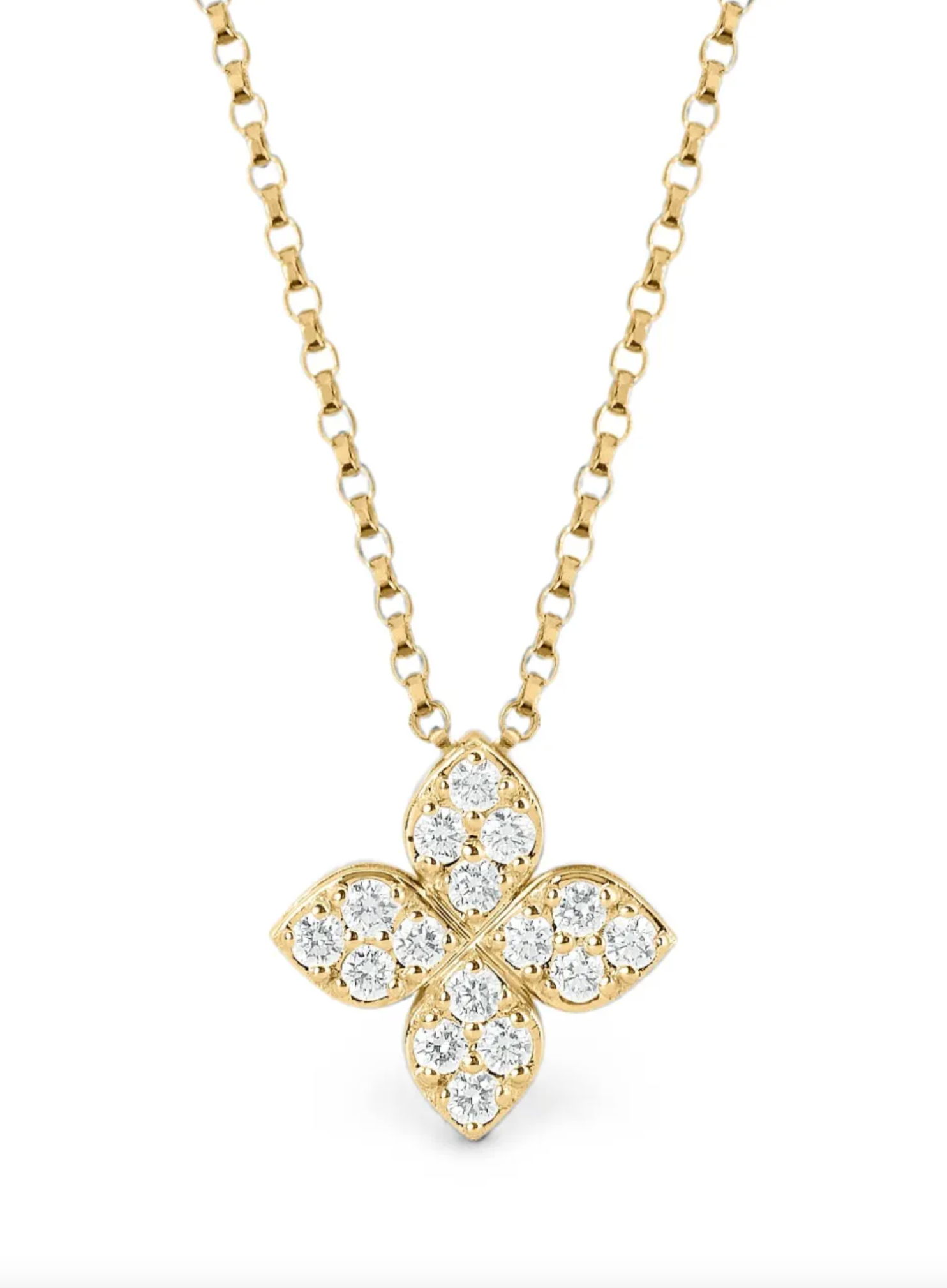 Roberto Coin Diamond Floral Pendant Necklace — Gold