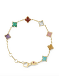 Roberto Coin Multicoloured Gemstone Flower Bracelet — Gold