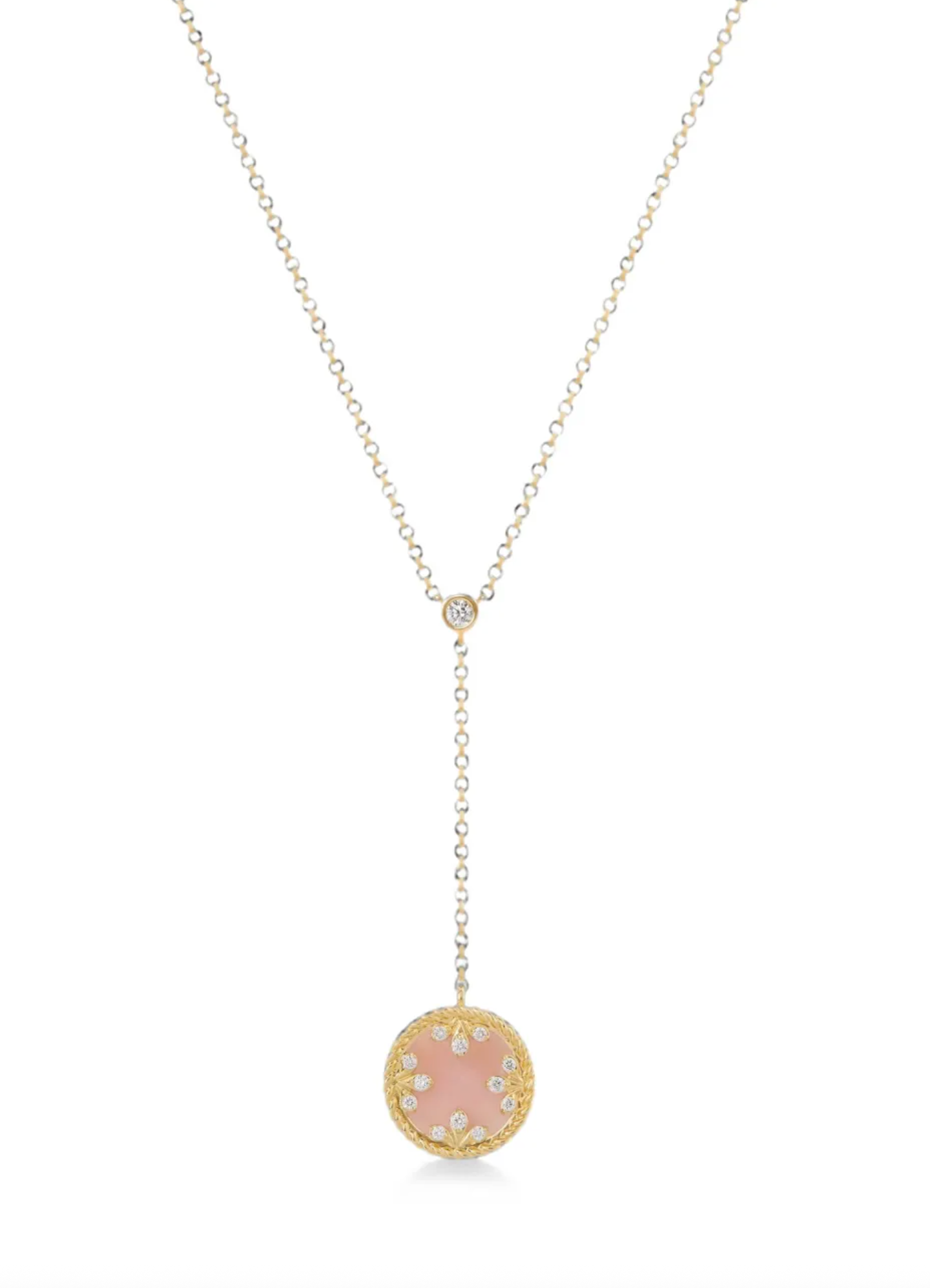 Roberto Coin Diamond and Pink Opal Necklace — gold