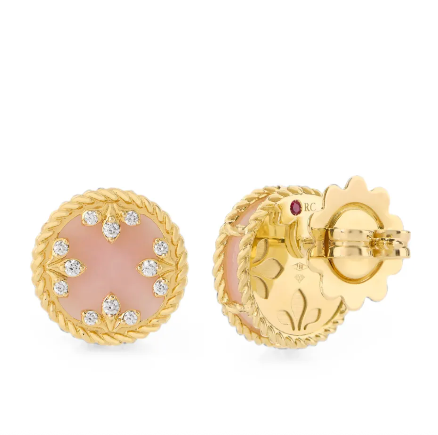 Roberto Coin Pink Opal and Diamond Earrings — Pink