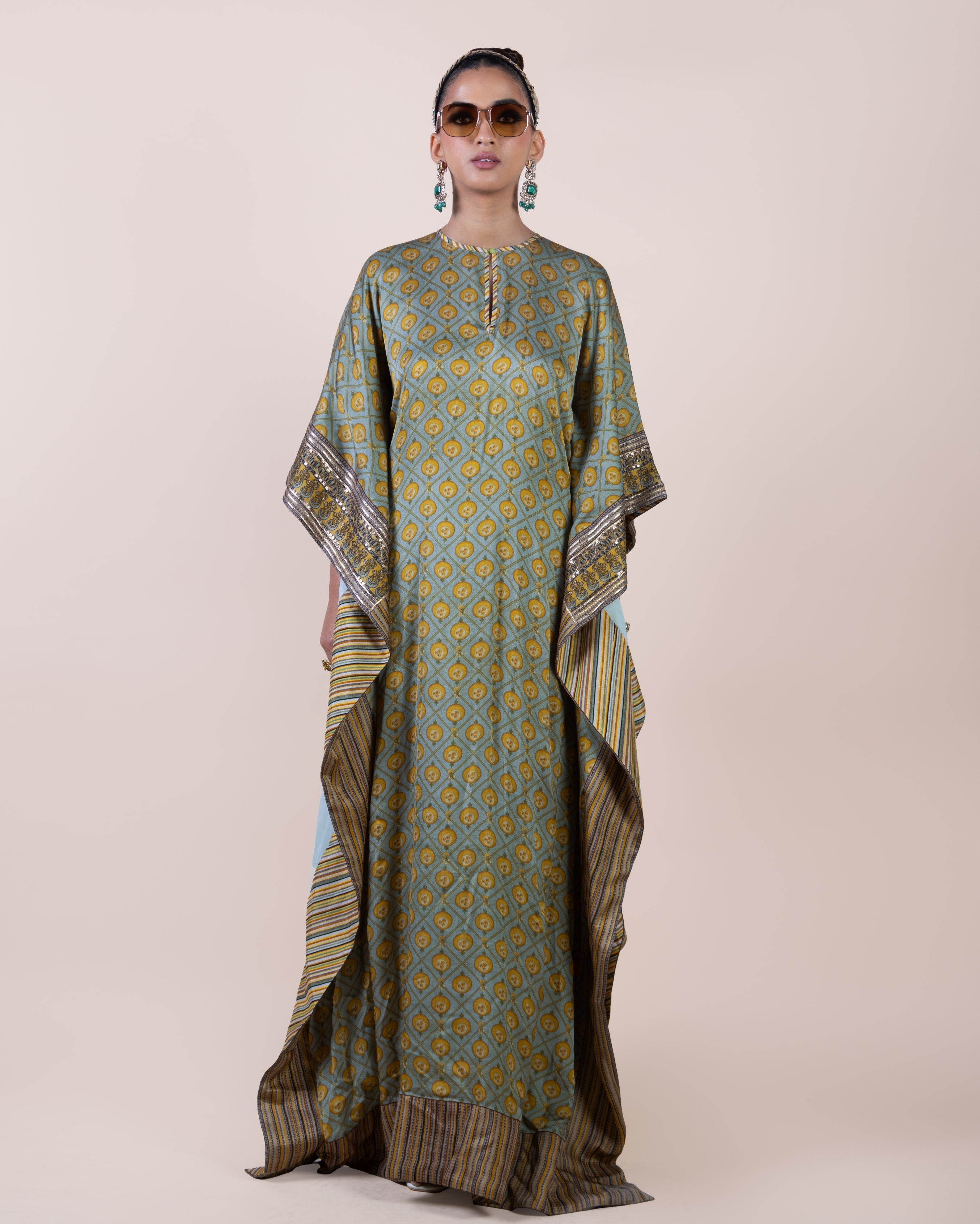 Mint Green Kaftan By KYNAH, Luxury Indian Fashion & Bridal Wear