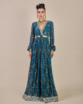 Prussian Blue Maxi Dress By KYNAH, Luxury Indian Fashion & Bridal Wear