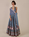 Navy Blue - Crème Ivory Skirt Set By KYNAH, Luxury Indian Fashion & Bridal Wear