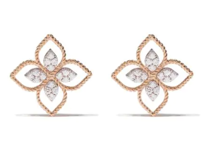 Roberto Coin Diamond Flower Earrings — Rose Gold
