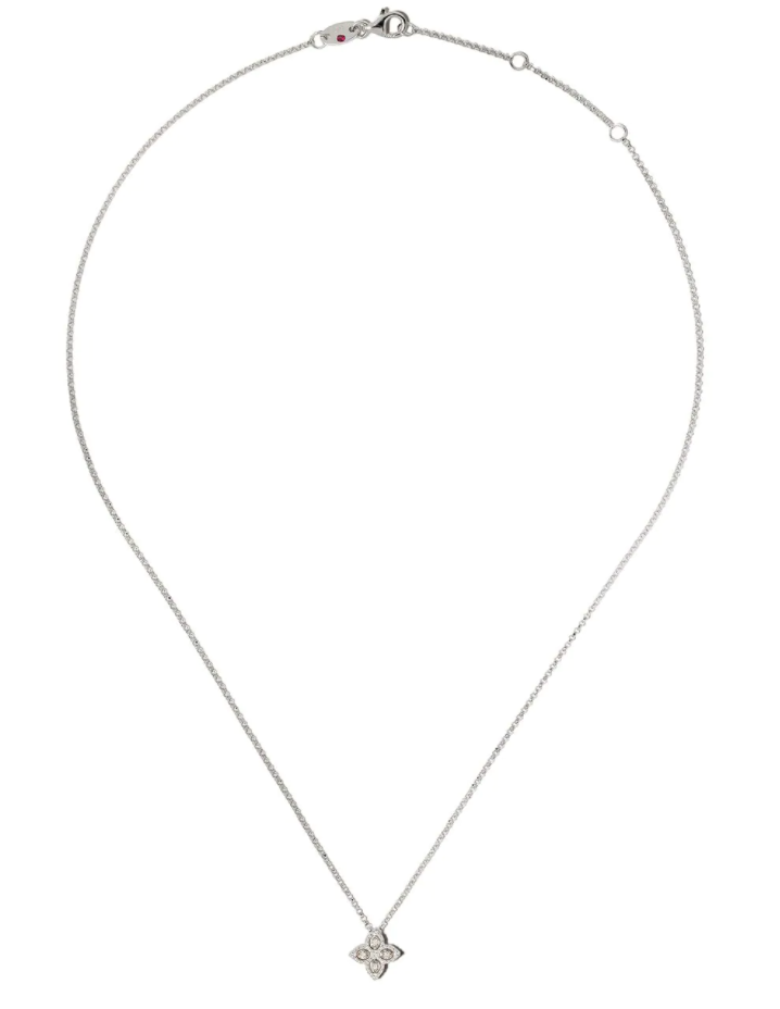 Roberto Coin Diamond Princess Flower Necklace — White