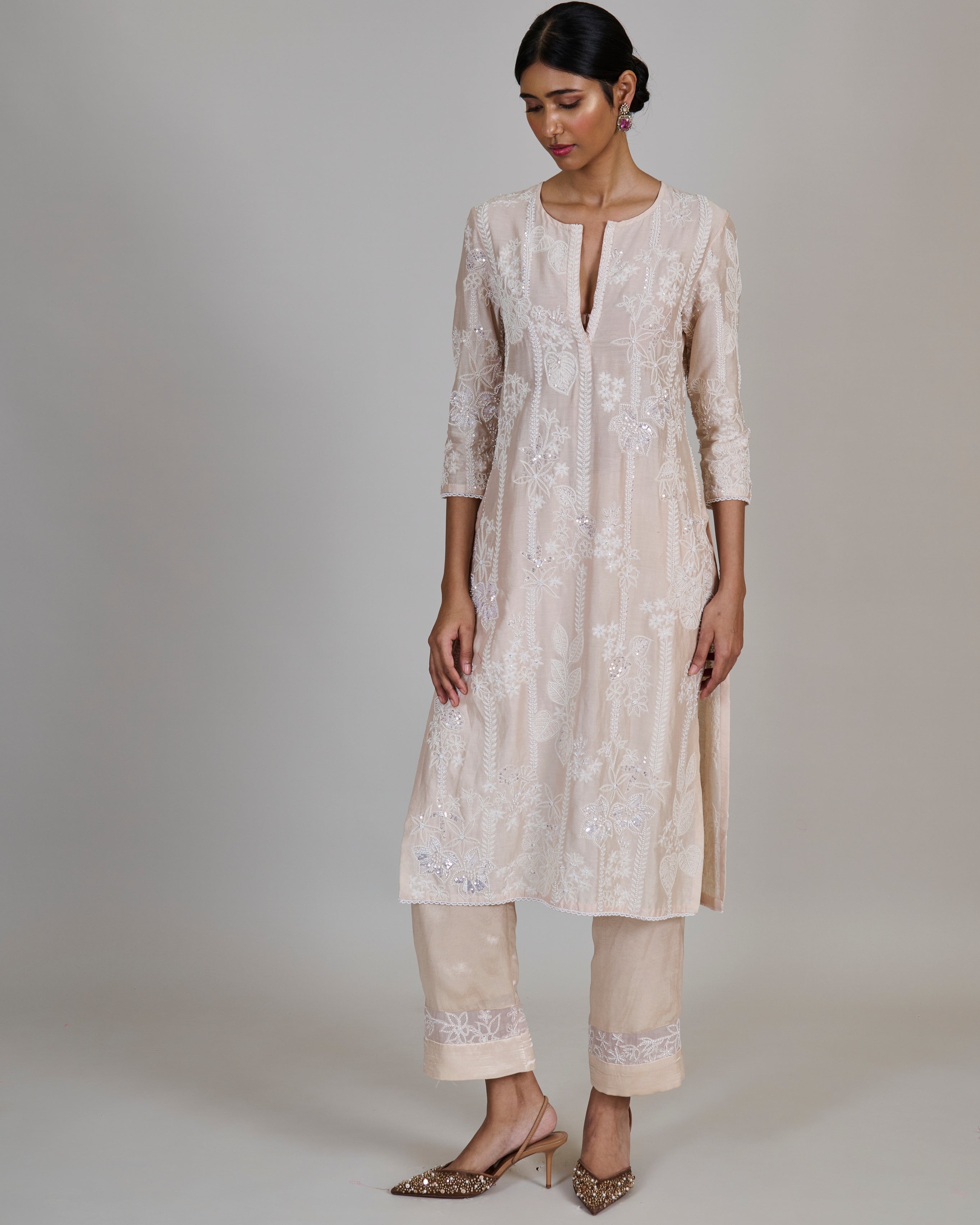 Champange With Ivory Noor Kurta Set By KYNAH, Luxury Indian Fashion & Bridal Wear