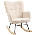 Wingback Rocking Chair for Nursing, Berber Fleece Modern Armchair for Living Room, Beige
