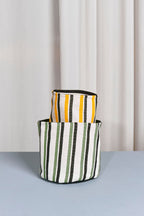 Cesto loneta verde y amarillo