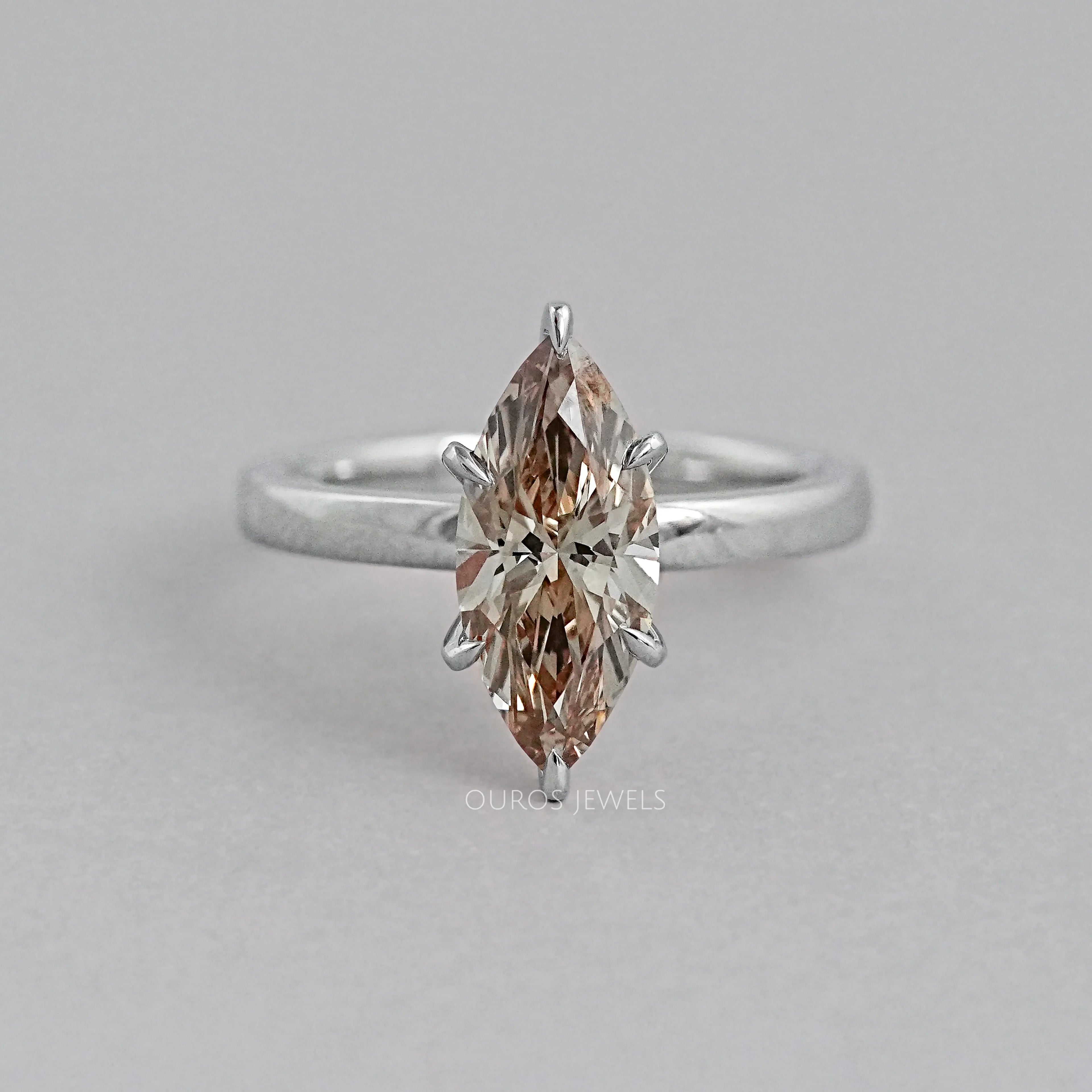 Champagne Marquise Lab Diamond Solitaire Ring