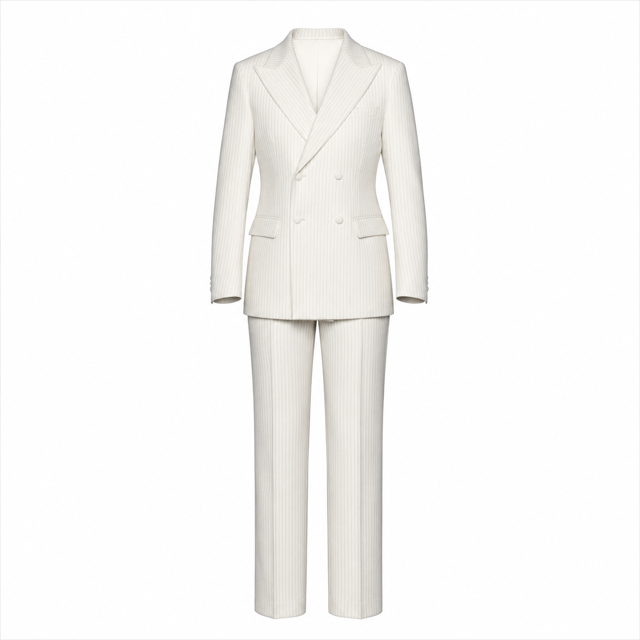 White Corduroy Double-Breasted Suit