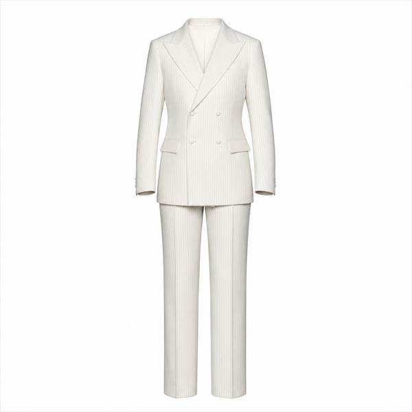 White Corduroy Double-Breasted Suit