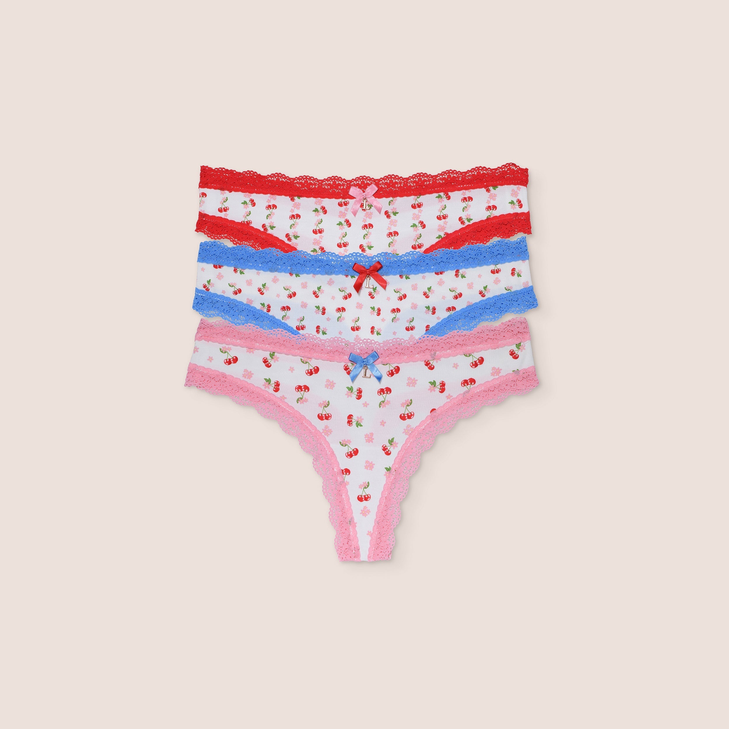 Lounge Underwear Cherry Print Thongs (3 Pack) - Multi