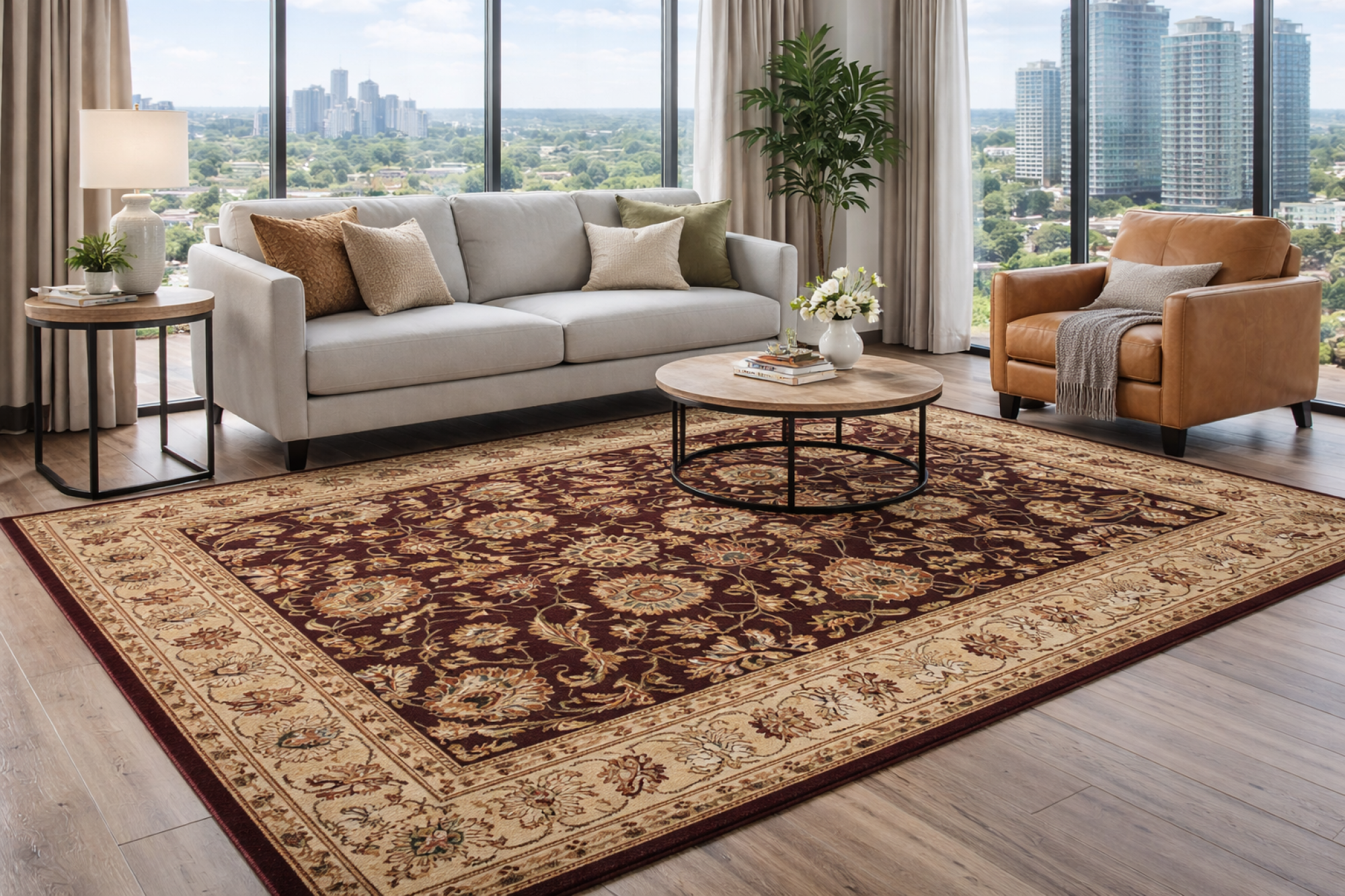 Cherryfield Burgundy 1024 Wool Area Rug