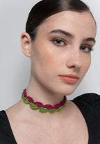 Choker Vibrant Deyá Verde y Fucsia