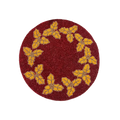 Christmas Holly Berry Round Beaded Placemat - Gold - Set of 6