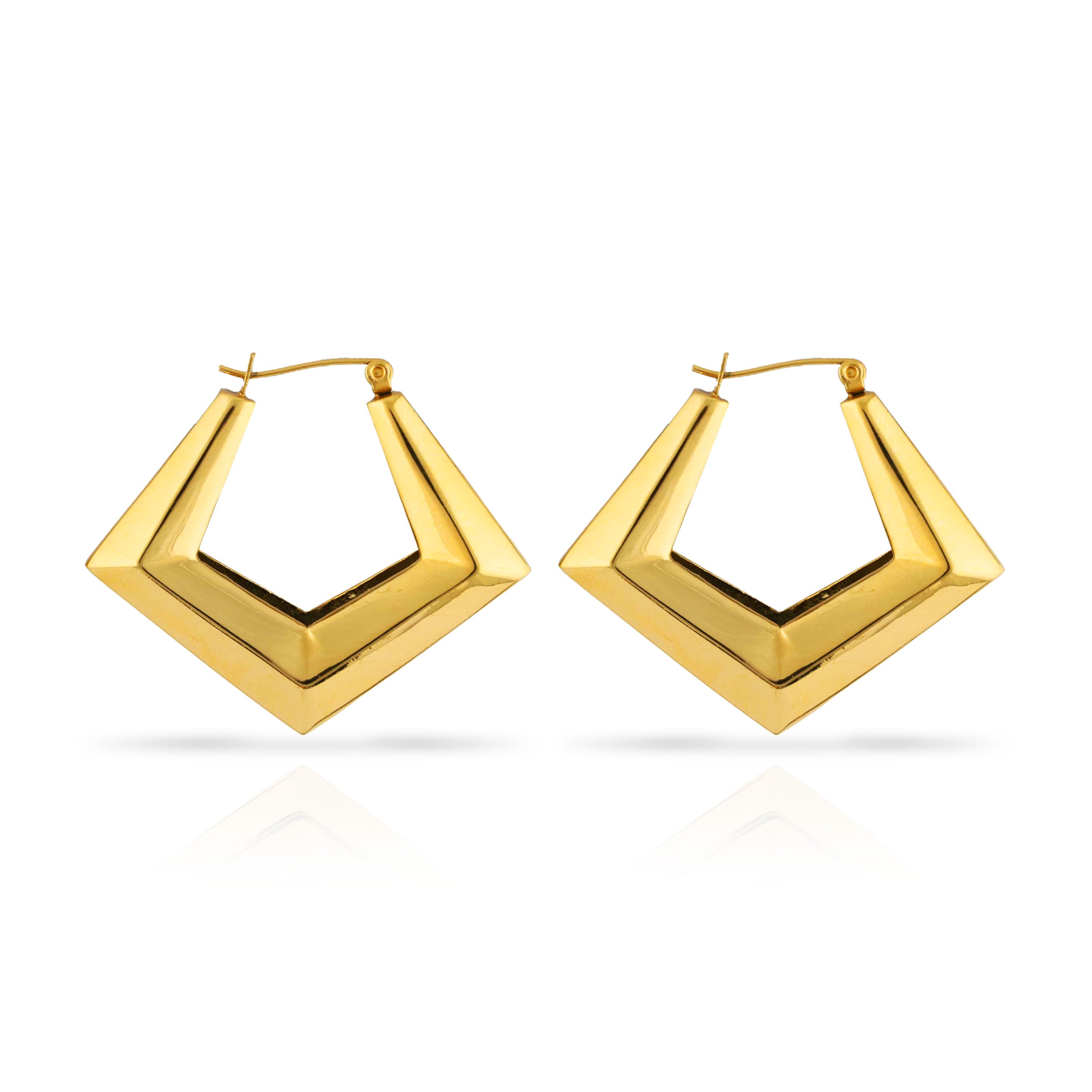 Chunky Geometric Gold Door Knocker Earrings