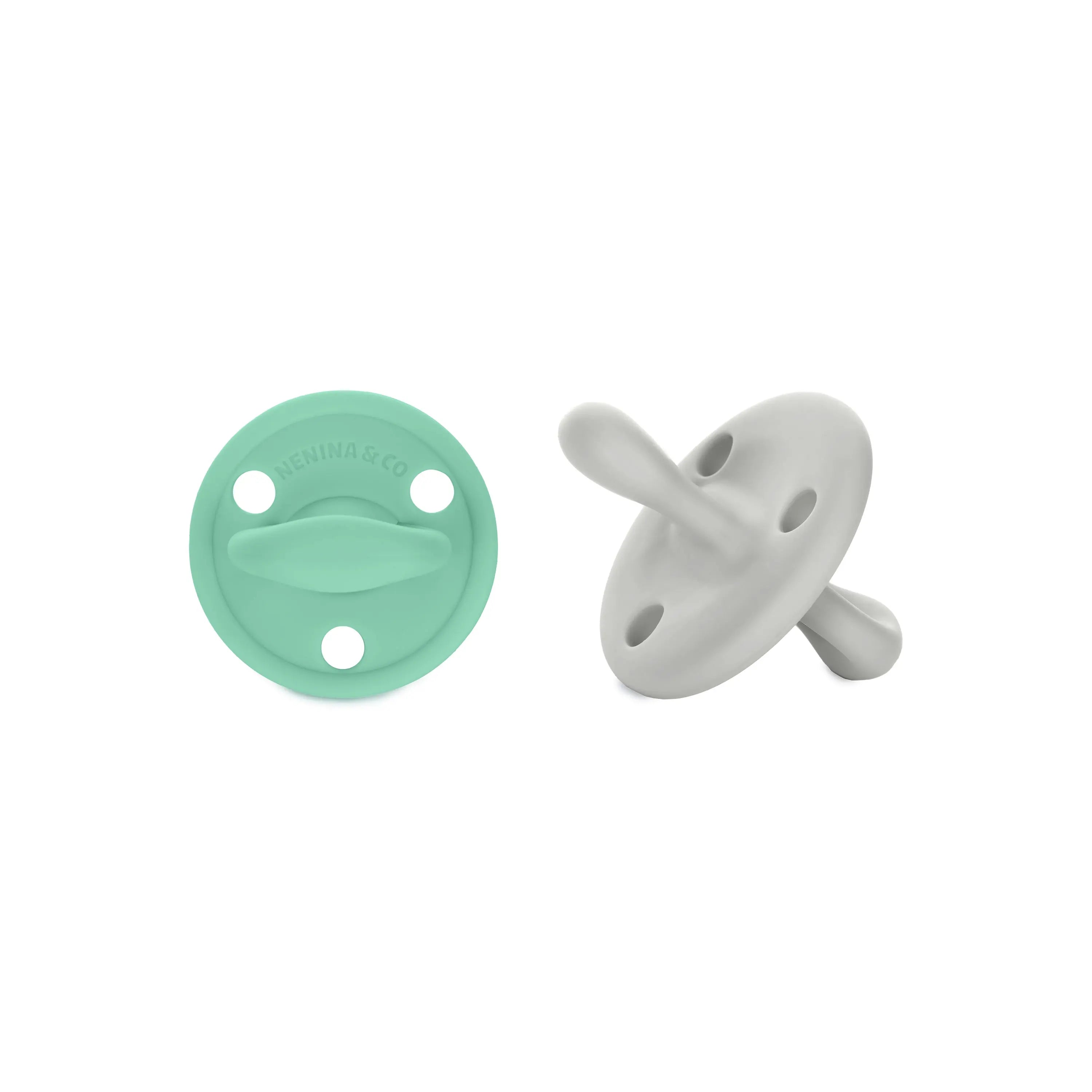 Chupete DIAMOND By Nenina & Co Mint y Gris | Silicona Orgánica para Bebé +12 Meses