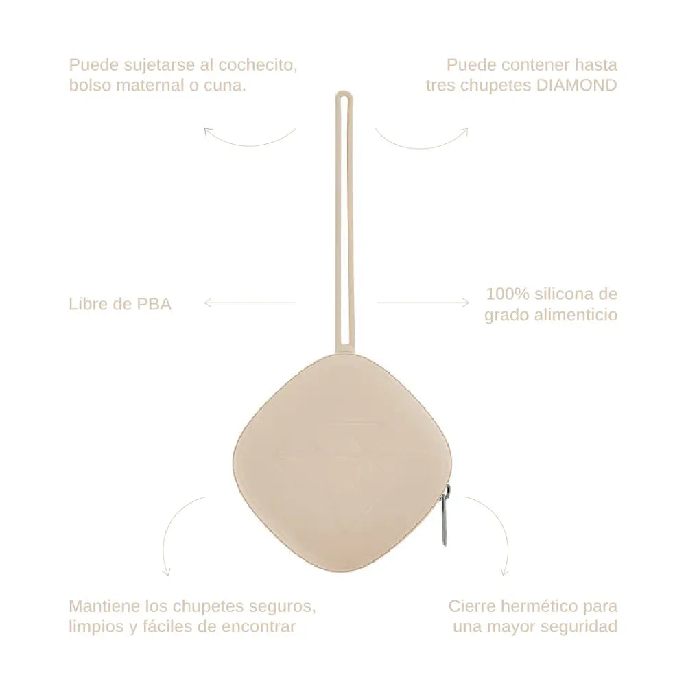 Chupete DIAMOND + Guardachupete DIAMOND Dusty beige Nenina & Co