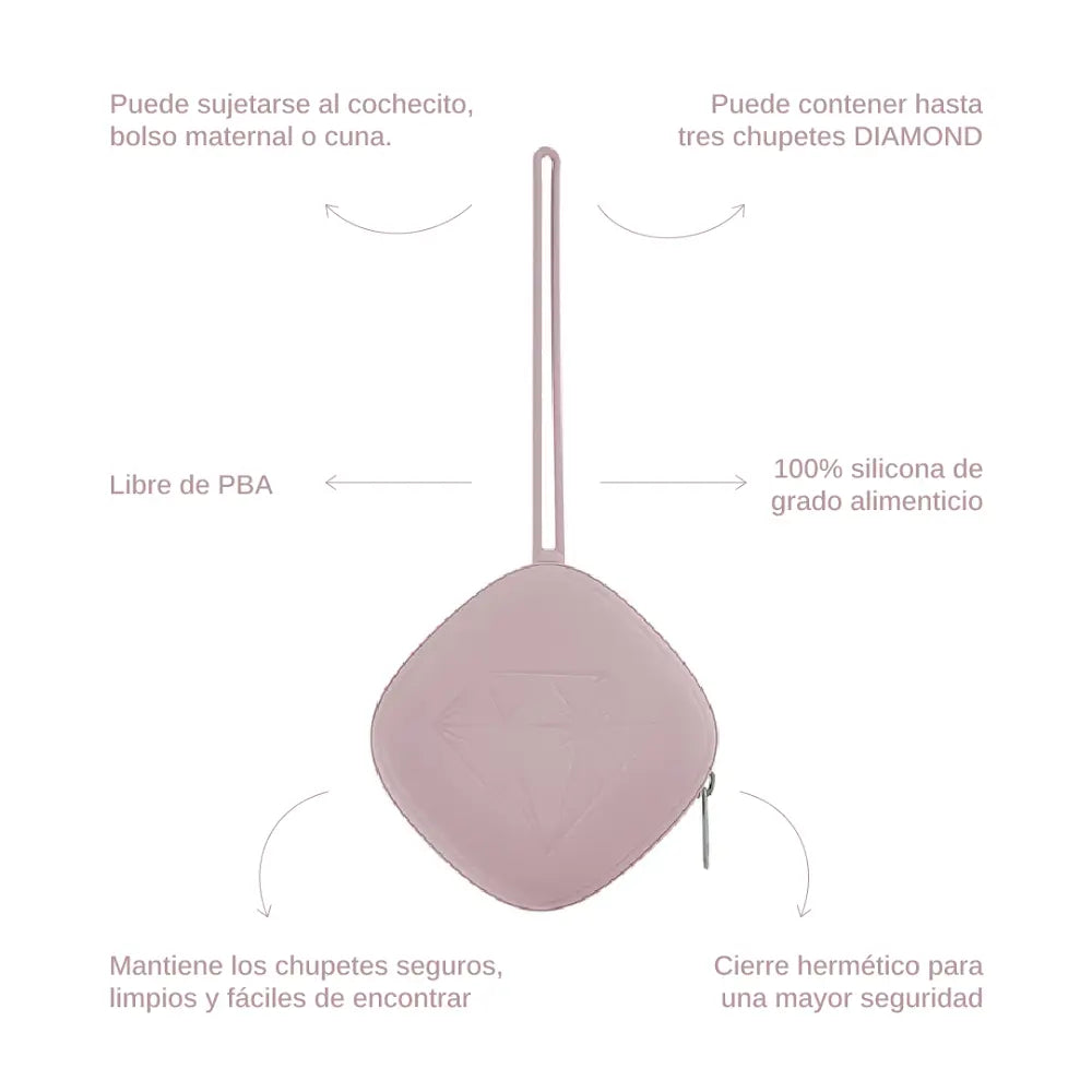 Chupete DIAMOND + Guardachupete DIAMOND Dusty pink Nenina & Co