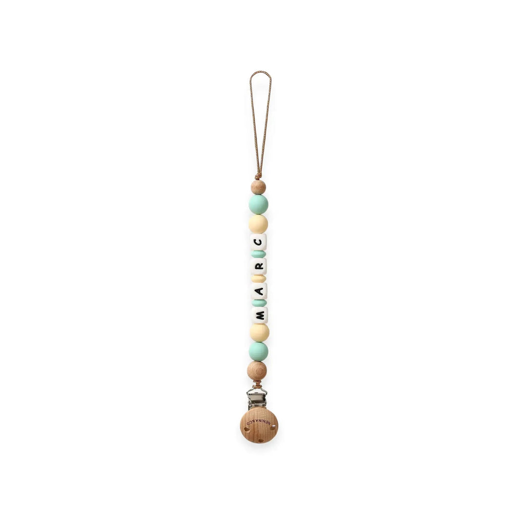 Kit Chupete Clásico Mint de Silicona + Chupetero con Nombre | Nenina & Co.