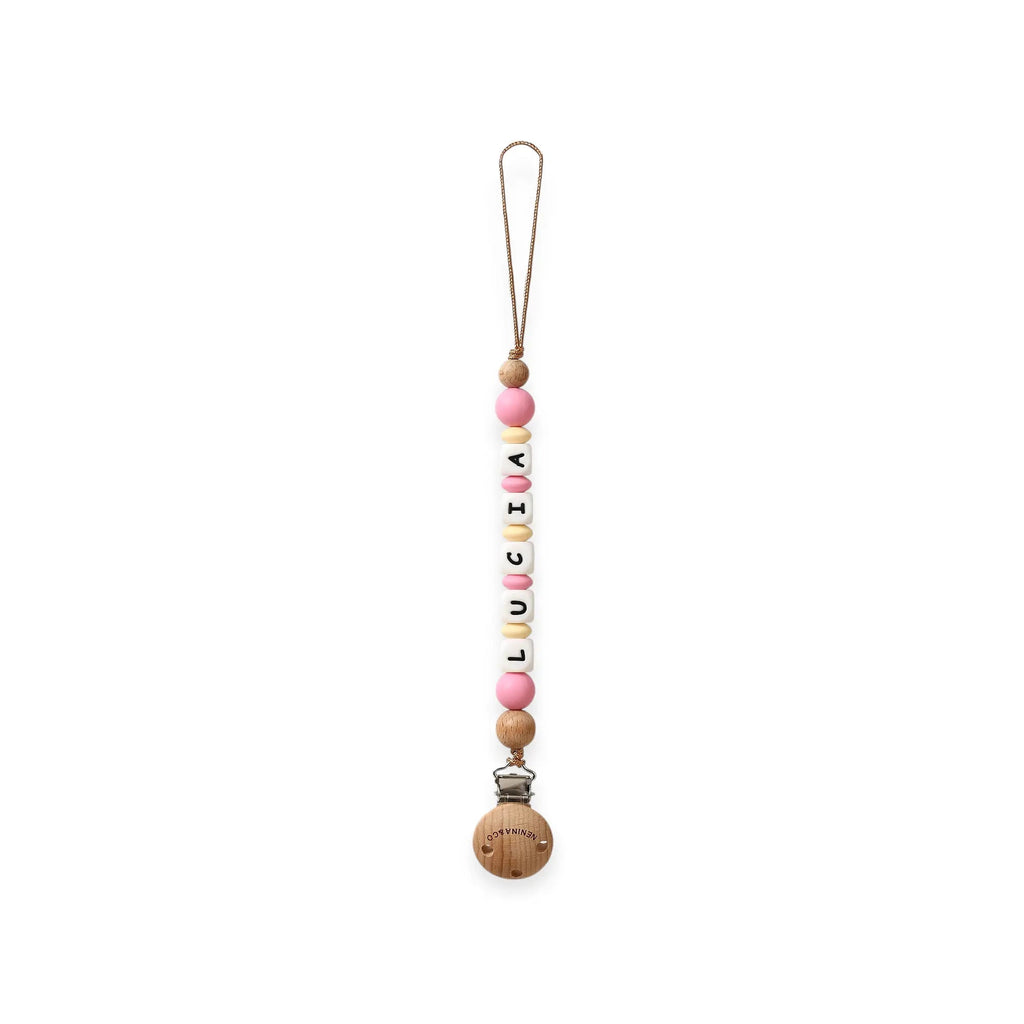 Kit Chupete Clásico Rosa chicle de Silicona + Chupetero con Nombre | Nenina & Co.