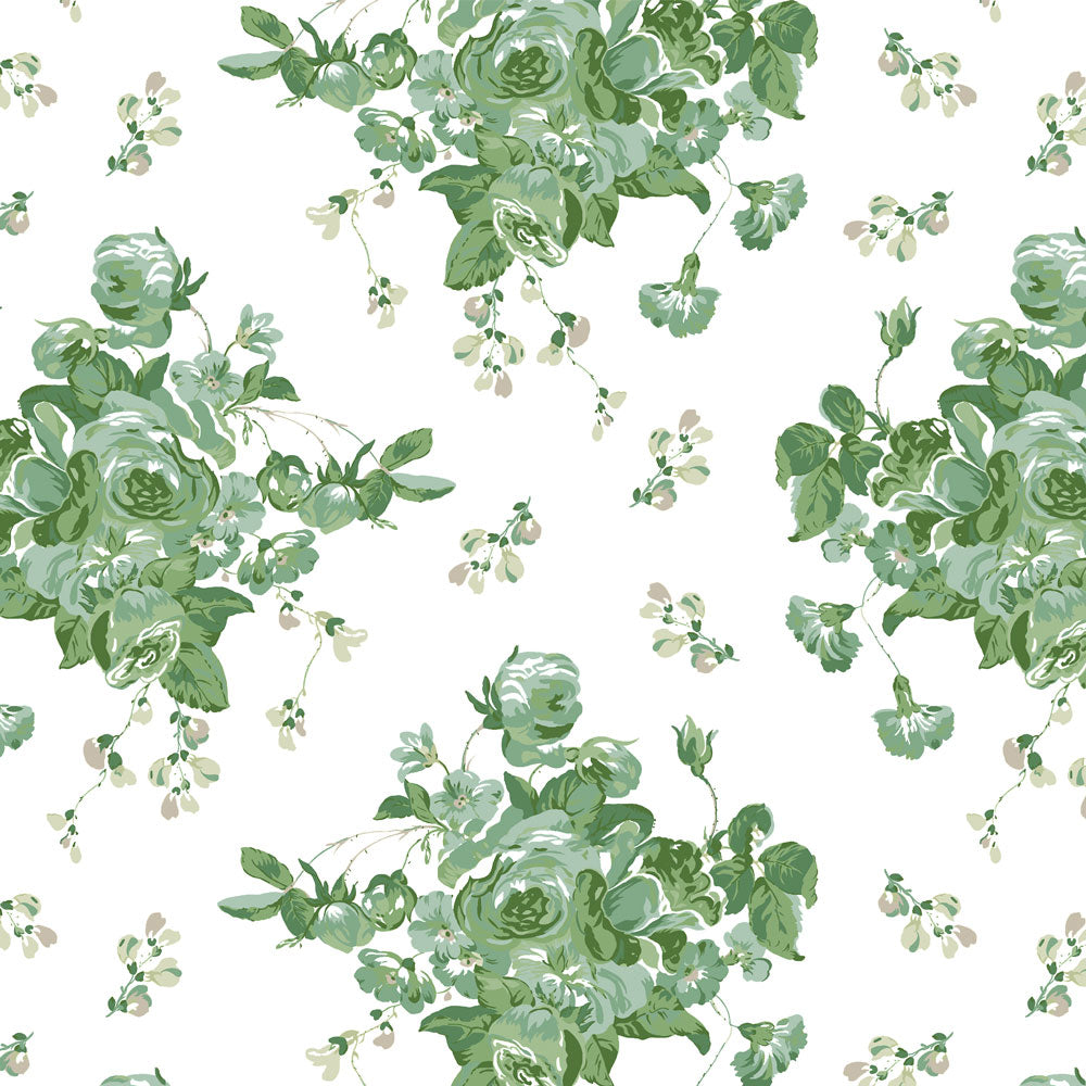 Circe Chintz Fabric Green By Sister Parish Design