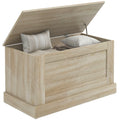 Wooden Storage Chest with Safety Hinge for Living Room, 31.5" x 15.7" x 17.7", Natural