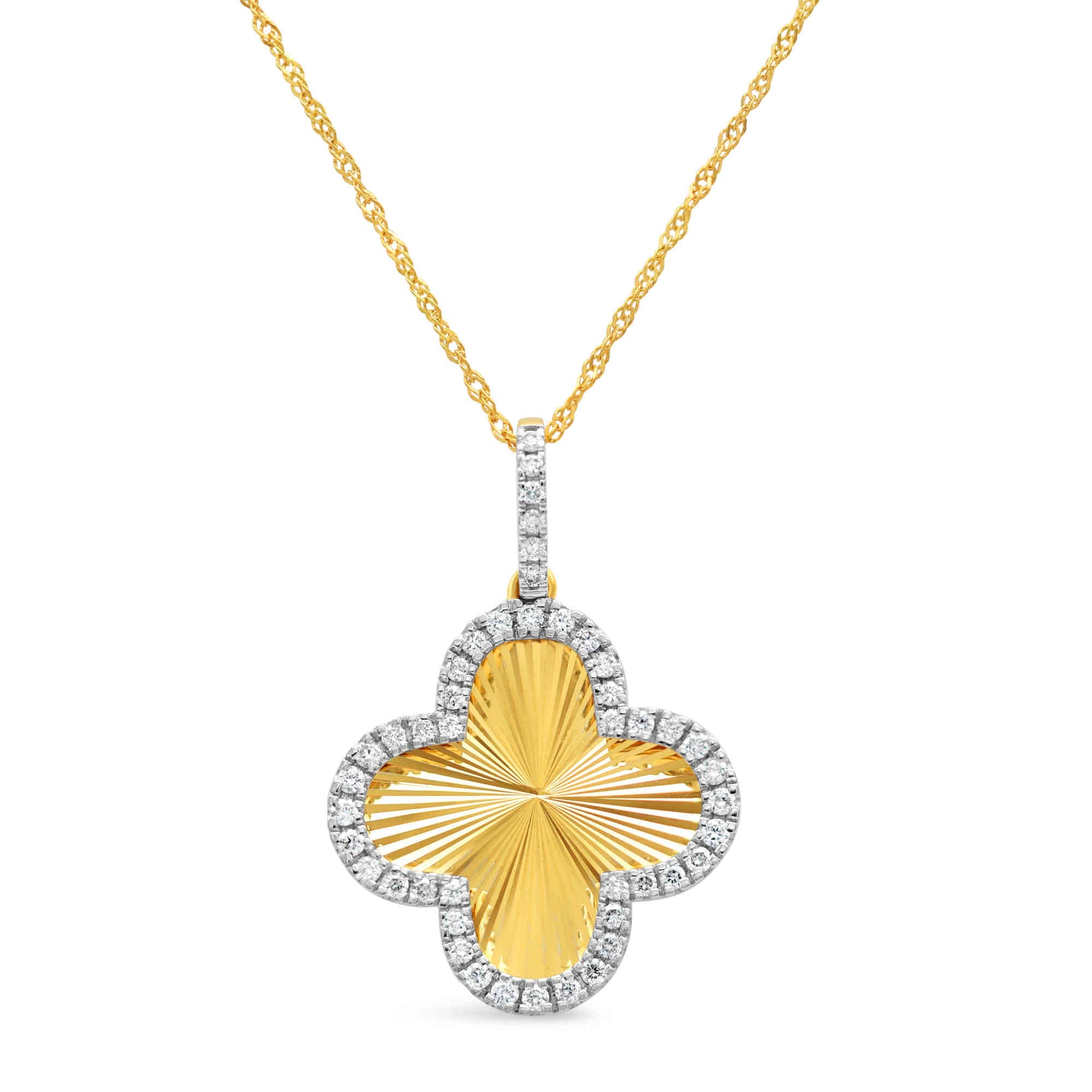 Etched Diamond Clover Pendant