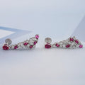 Red Ruby Pear Cut Gemstone Cluster Dangle Earrings