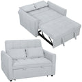 2-Seater 3-in-1 Velvet-Feel Convertible Sofa Bed with Sleeper, Light Grey