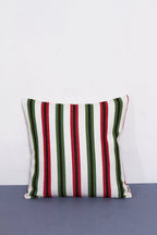 Funda cojín tejido canario verde y rojo 50cmx50cm