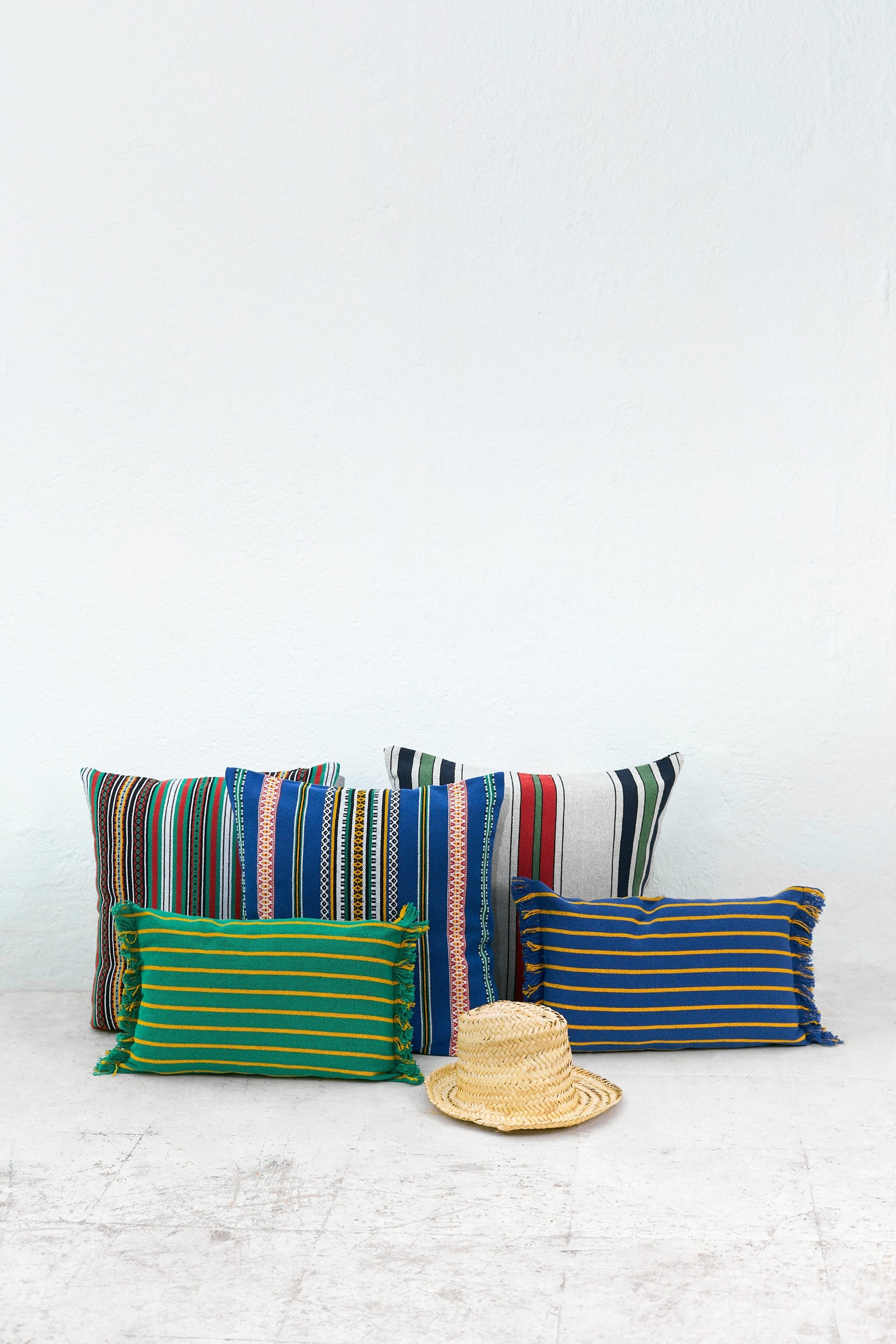 Funda cojín rayas granada azul 30cmx45cm