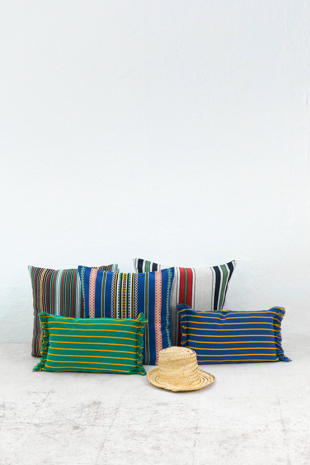 Funda cojín rayas granada verde 30cmx45cm