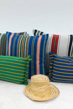 Funda cojín rayas granada verde 30cmx45cm