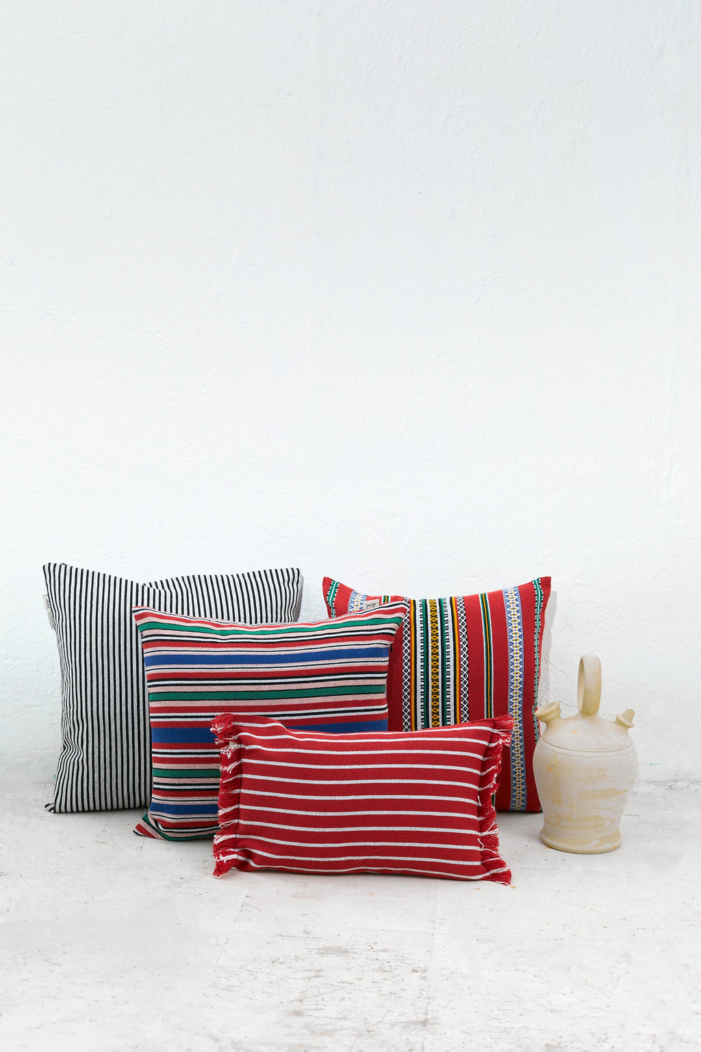 Funda cojín rayas granada rojo 30cmx45cm