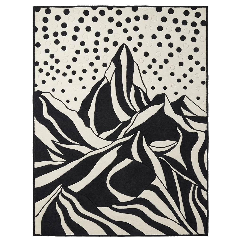 Contrast Peak & Dot Pattern Hand Tufted Rug