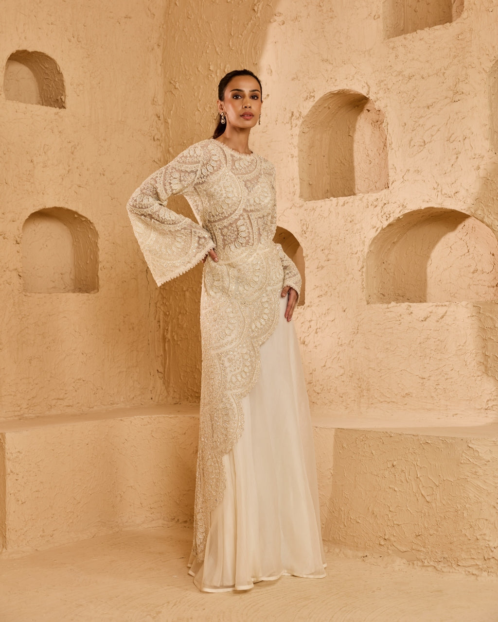 Noorah Asymmetric Kurta Set By KYNAH, Luxury Indian Fashion & Bridal Wear