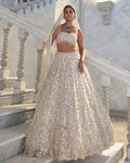 Chapelle Ivory Cut Work Lehenga Set By KYNAH, Luxury Indian Fashion & Bridal Wear