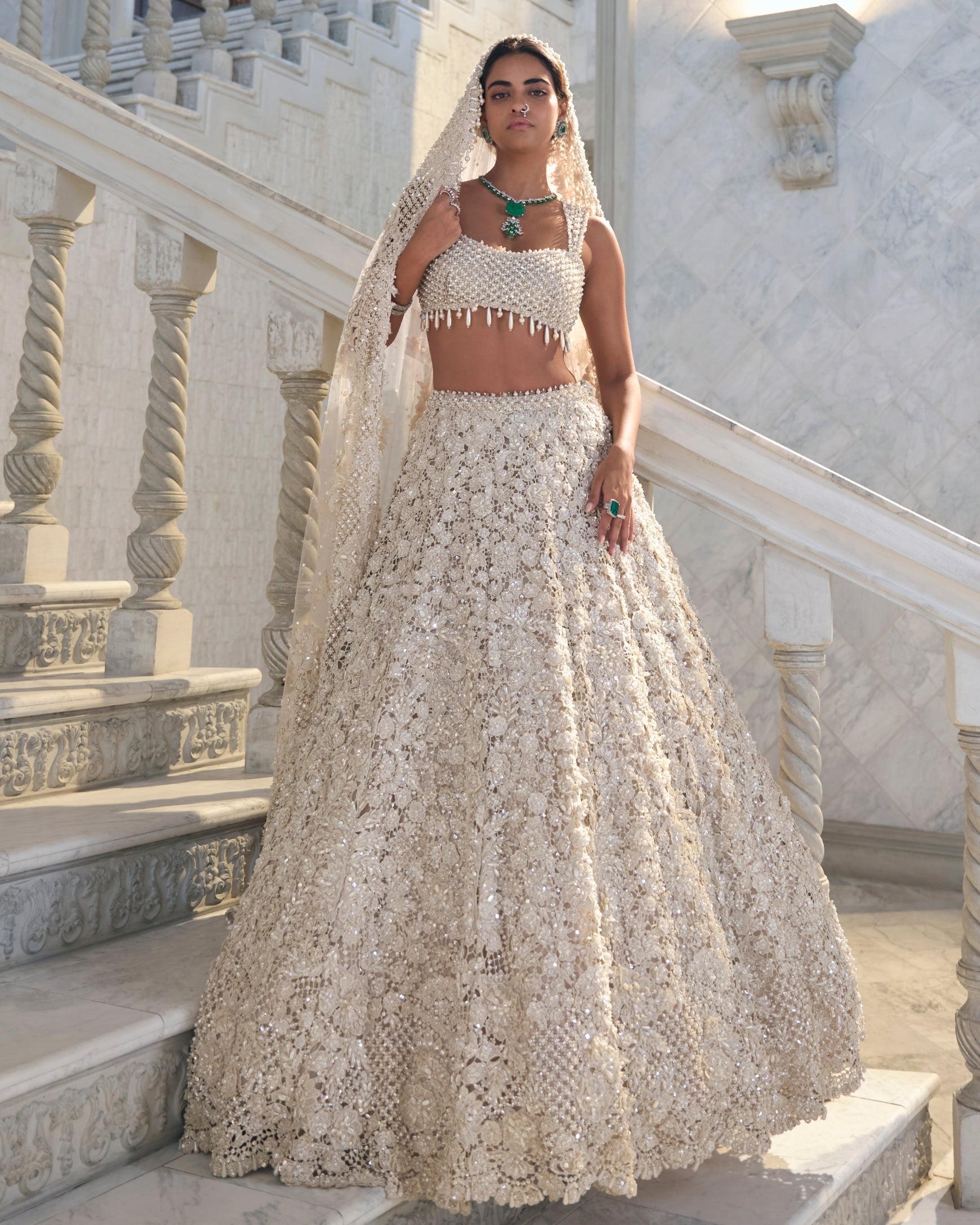 Chapelle Ivory Cut Work Lehenga Set By KYNAH, Luxury Indian Fashion & Bridal Wear