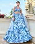 Chapelle Blue Applique Lehenga Set By KYNAH, Luxury Indian Fashion & Bridal Wear