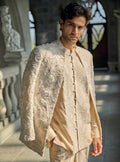 Chapelle Ivory Nude Jacket Set By KYNAH, Luxury Indian Fashion & Bridal Wear