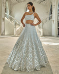 Chapelle Powder Blue Sequin Lehenga Set By KYNAH, Luxury Indian Fashion & Bridal Wear