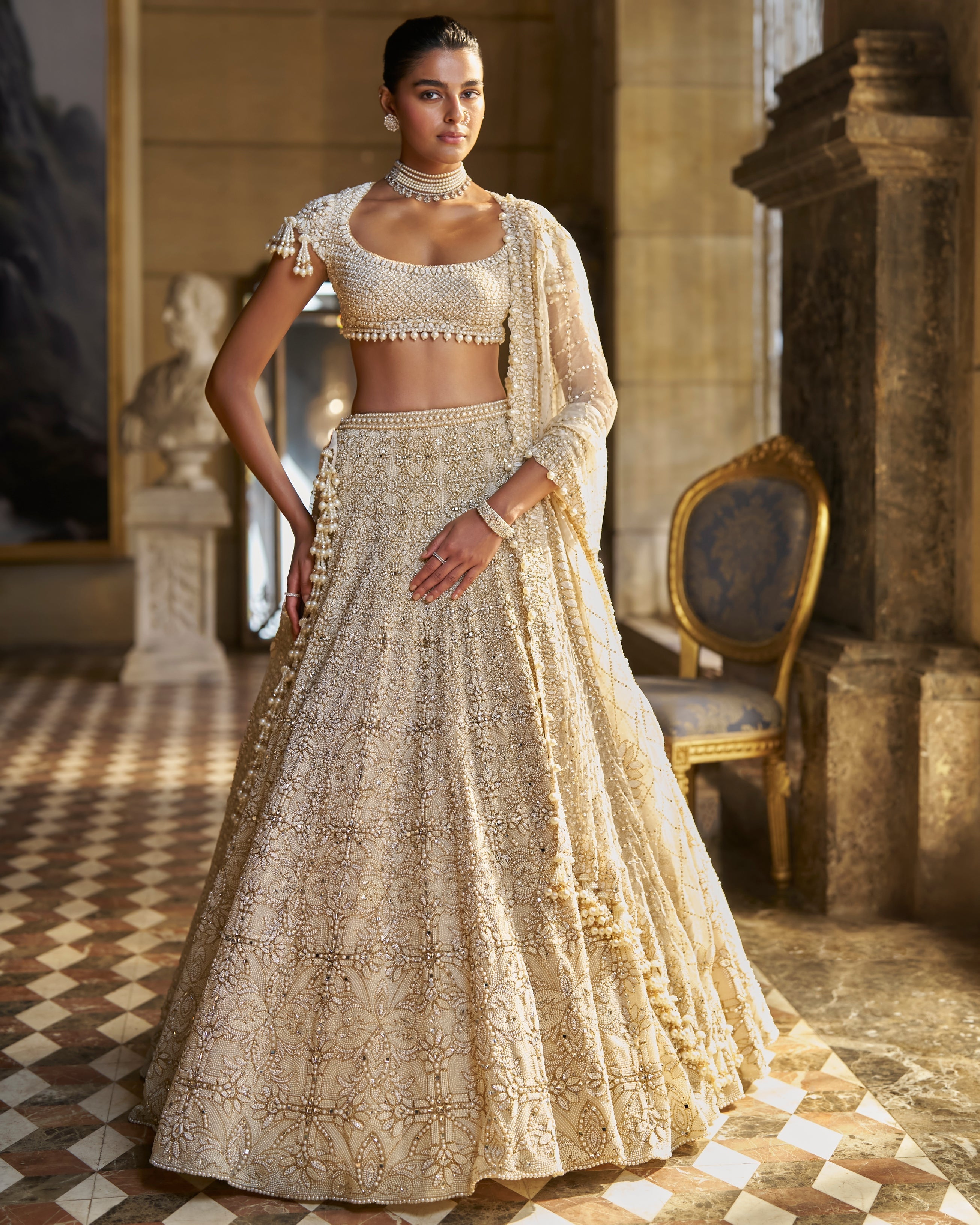 Ivory Pearl Lehenga Set By KYNAH, Luxury Indian Fashion & Bridal Wear