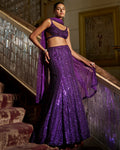 Purple Sequin Skirt Set By KYNAH, Luxury Indian Fashion & Bridal Wear